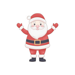 Hand dtawn style Santa Claus illustration on white background. Cheerful and festive character in red suit, ideal for Christmas cards, stickers, packaging, and seasonal design projects