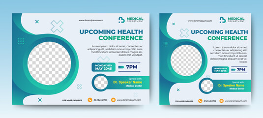 Obraz na płótnie Canvas set of Medical healthcare webinar banner template design. social media post and web banner template. vector