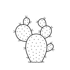 Cactus. Desert prickly plant. Doodle sketch style. Isolated vector illustration.