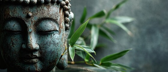 Obraz premium Serene Buddha Meditation Tranquil Garden Art Photography Natural Elements Close-up Mindfulness Concept