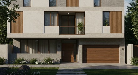 Fototapeta premium Daylit Contemporary House: Minimalist Style & Neutral Colors