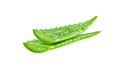 Naklejka premium A fresh slice of aloe vera showcasing its succulent texture and vibrant green color 