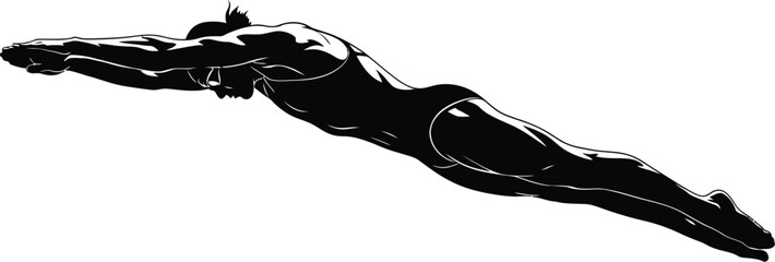 Vector art of a swimmer diving into the water, showcasing athleticism, determination, and the pursuit of excellence in sports.