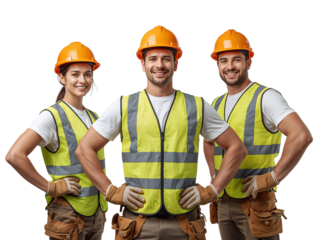 Construction crew team poised for infrastructure project success with dedication and expertise