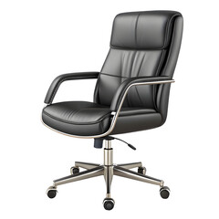 Fototapeta premium Modern swivel office chair isolated on transparent background, realistic furniture PNG