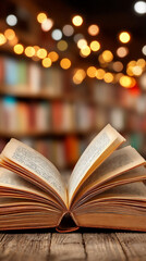 Obraz premium softly focused close-up of a vintage book with yellowed pages and a worn cover