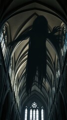 Silhouette of Person in Gothic Cathedral