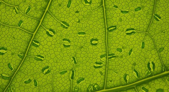 Leaf macro showing stomata and veins under soft light
