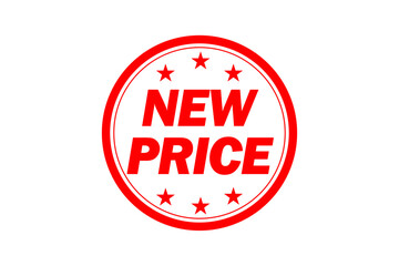NEW PRICE- NEW PRICE text written on Red Rubber Stamp 
