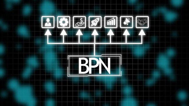 4k Animated digital graphic BPN teamwork and business strategy, Business, network concept teamwork, technology, telecommunication graphics.4k video Technology Concept