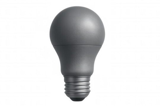 Sleek metallic light bulb glowing, contemporary silhouette highlighting innovative lighting technology against transparent backdrop