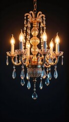Fototapeta premium Shimmering chandelier mirrored, intricate details, beautiful, sparkle