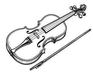 Obraz premium Black and white drawing of a violin
