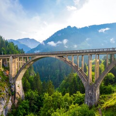 Mountain bridge over valley