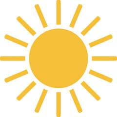 Simple Yellow Sun Icon with Rays.
