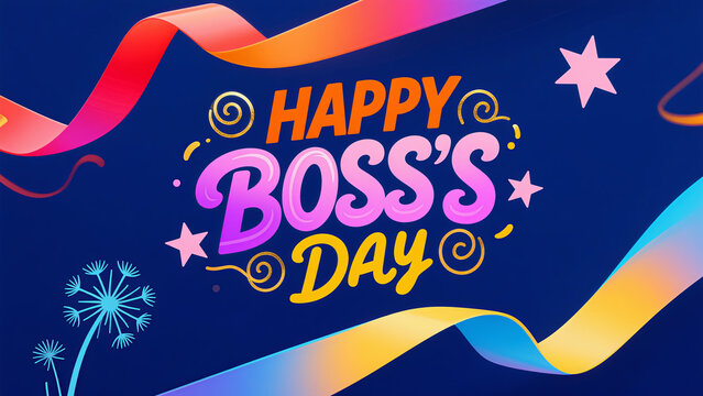 Ribbon, stars, and artistic characters represent the joyful blessings of Boss's Day, used by employees to celebrate with their bosses and create a team atmosphere.