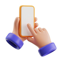 3D Cartoon Hands Holding and Using Smartphone