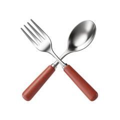 Fototapeta premium 3D Fork and Spoon with Crossed Handles
