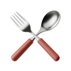 Fototapeta premium 3D Fork and Spoon with Crossed Handles