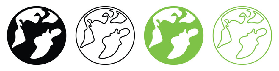 Globe Icon Set – World Earth Symbols for Global Communication, International Network and Connection Vector Illustration.