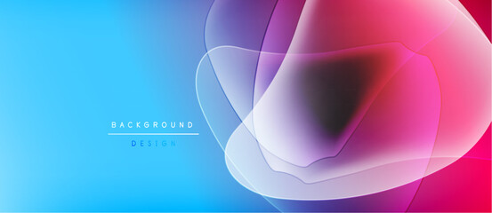 Abstract background features flowing shapes, vibrant colors. Blue transitions into pink, purple hues create dynamic visual effect. Modern design.