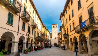 Obraz premium Quaint European town street scene