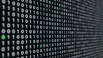 Binary Code Stream Digital Data Flow Visualization - Powered by Adobe