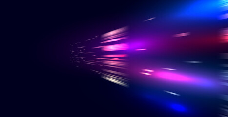 Abstract High-Speed Motion and Movement Background Banner: Dynamic Light Trails with Motion Blur for Futuristic Technology Banner and Poster Design.