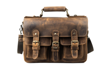 Stylish brown leather satchel bag with vintage flair