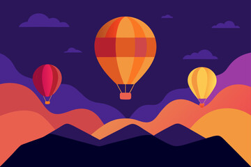 Hot Air Balloons Over Glowing Valley Scene