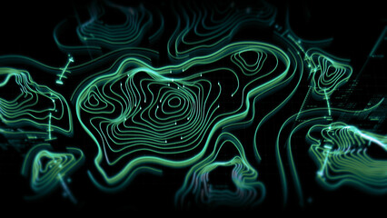 Futuristic Holographic Terrain environment, geomorphology, topography motion graphic user interface head up display screen