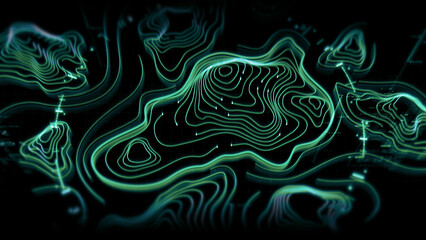 Futuristic Holographic Terrain environment, geomorphology, topography motion graphic user interface head up display screen