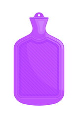 Purple rubber hot water bottle. Healthcare accessory, pain relief, self-care concept. Flat vector illustration isolated on white background	
