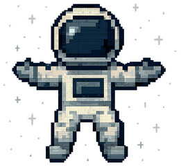 Fototapeta premium Pixel astronaut vector: space concept for sci-fi themes, digital artwork for cosmos ideas