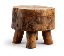 banquinho com tora de madeira natural, banquinho de madeira rústica, design de móveis contemporaneo isolado em fundo transparente