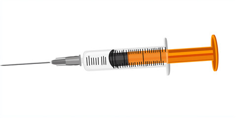 Fototapeta premium Detailed vector illustration of a medical syringe, ready for an injection.