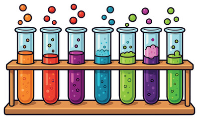 Whimsical test tubes vector for science halloween theme – colorful, fun, chemistry art