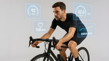 Professional Cyclist Training with Holographic AR Fitness Dashboard Overlays
