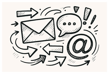 Dynamic communication symbols vector: email, chat, and social media elements