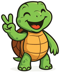 Obraz premium Joyful peace turtle vector - illustrated happy cartoon animal with nature and tranquility theme