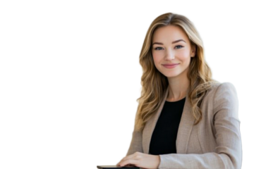 Smiling confident businesswoman working in a professional workspace