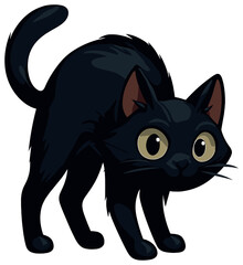 Fototapeta premium Playful black cat vector: cute cat illustration for halloween and minimalist design