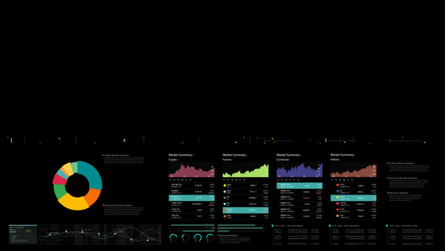 Dynamic data visuals for business info graphics, animated charts, and data-driven insights for a business meeting mock-up. Explore the world of trading, stock exchanges, and crypto - Powered by Adobe