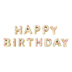 Happy birthday text with cake text effect