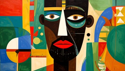 Abstract Portrait Colorful Geometric Style