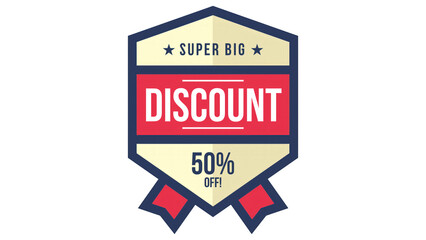 Super Big Discount Badge - 50% Off Promotion Vector Graphic