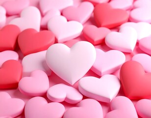 Fototapeta premium Pink hearts background with love concept.