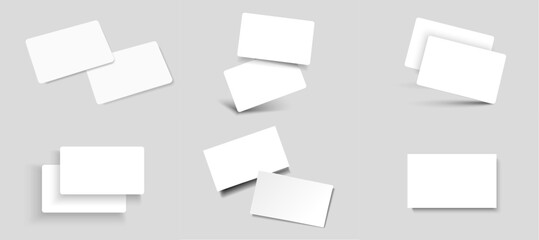 Business card mockup for your design template. Blank empty credit card mockup. Blank white gift card paper placeholder mockup