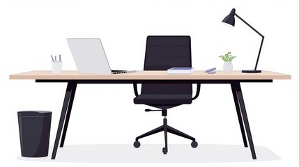 Naklejka premium Contemporary modern empty office desk scene from 34 s
