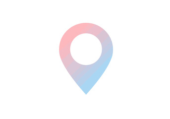 Fototapeta premium Pastel Pink and Blue Gradient Location Pin Icon.